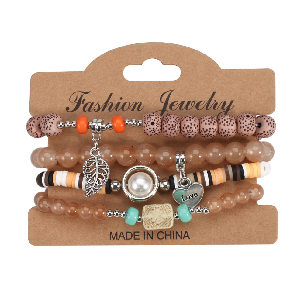 Colorful Beaded Bracelet Set Boho Style Hand Jewelry for Women