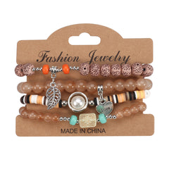 Colorful Beaded Bracelet Set Boho Style Hand Jewelry for Women