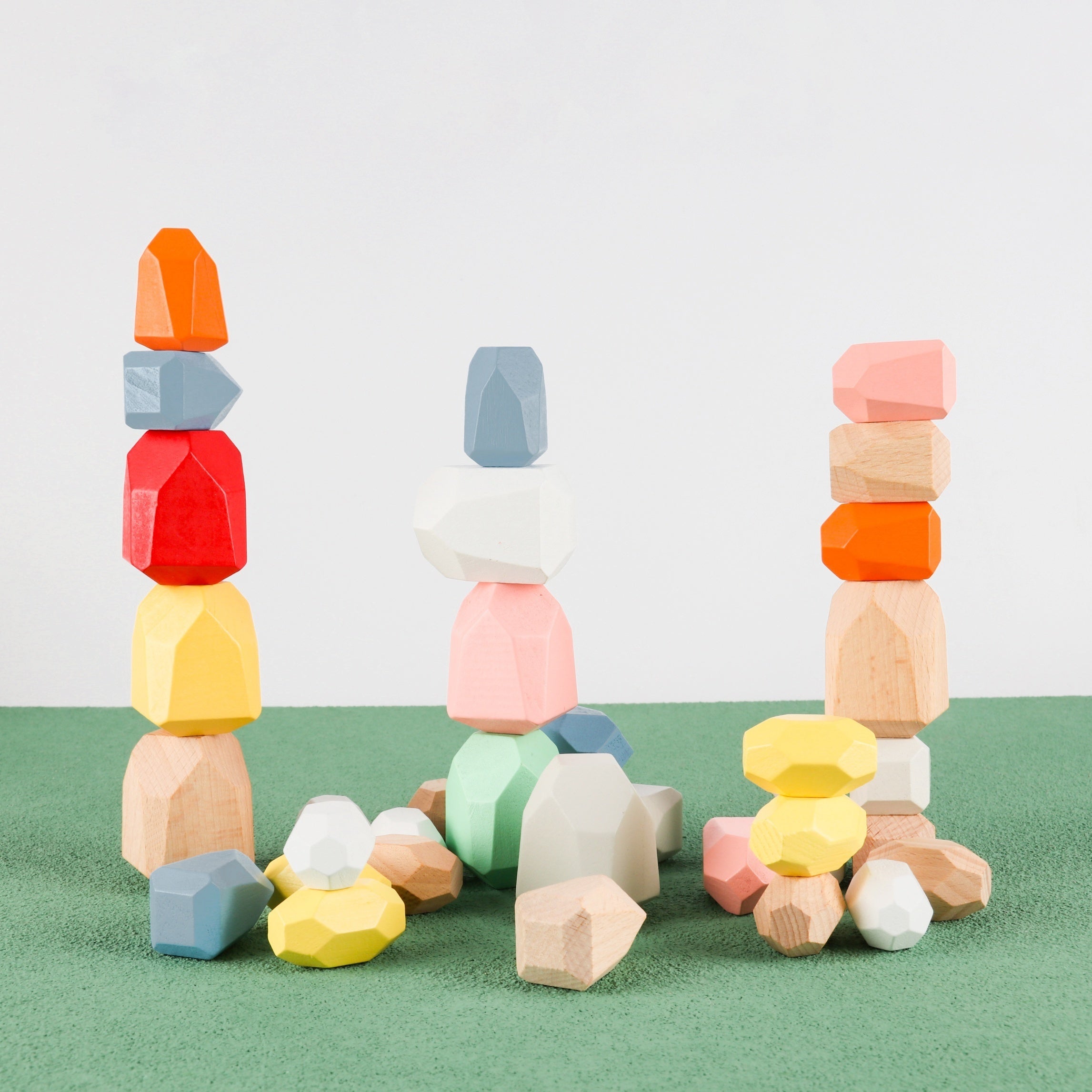 Montessori Balance Wooden Colorful Stones Stacking Game