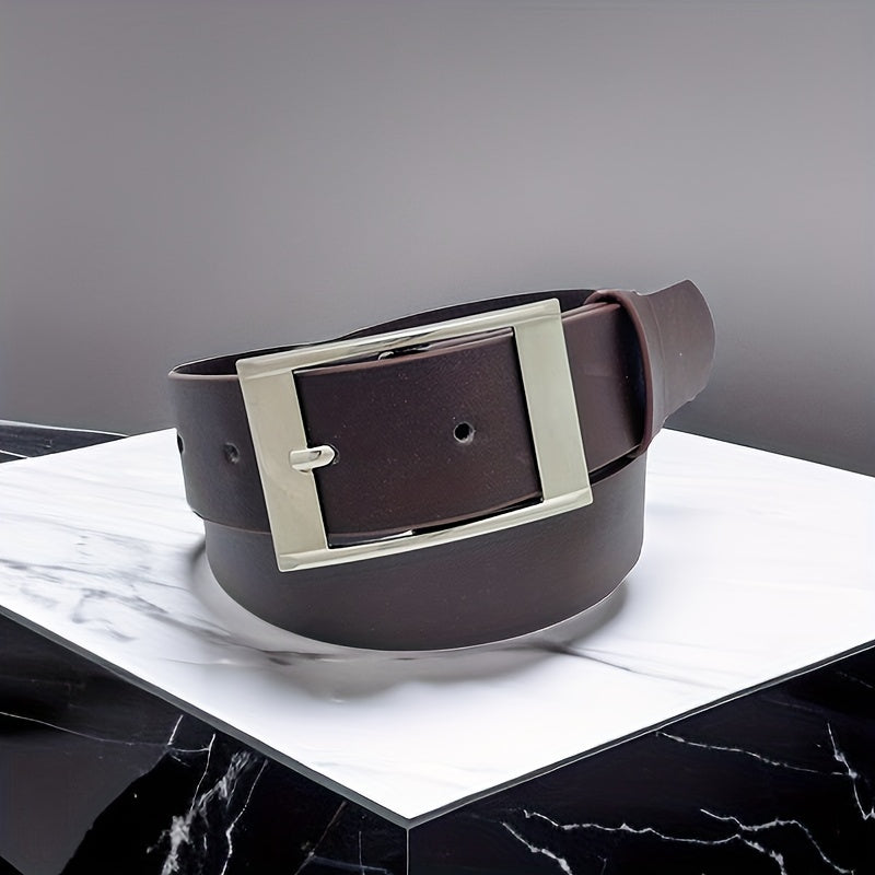 Chocolate Square Pin Buckle Casual Belt For Men