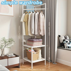 1pc Corner Entrance Coat Rack Foyer Shoe Rack with 2 Storage Shelves