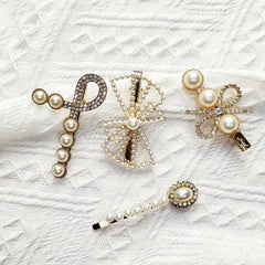 Faux Pearl Bow Hairpin Hollow Bowknot Hair Pin Alloy Hair Clip