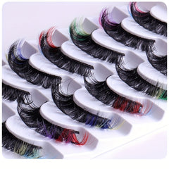 7 Pairs Colored Faux Mink False Eyelashes - Fluffy Volume Curly Lashes