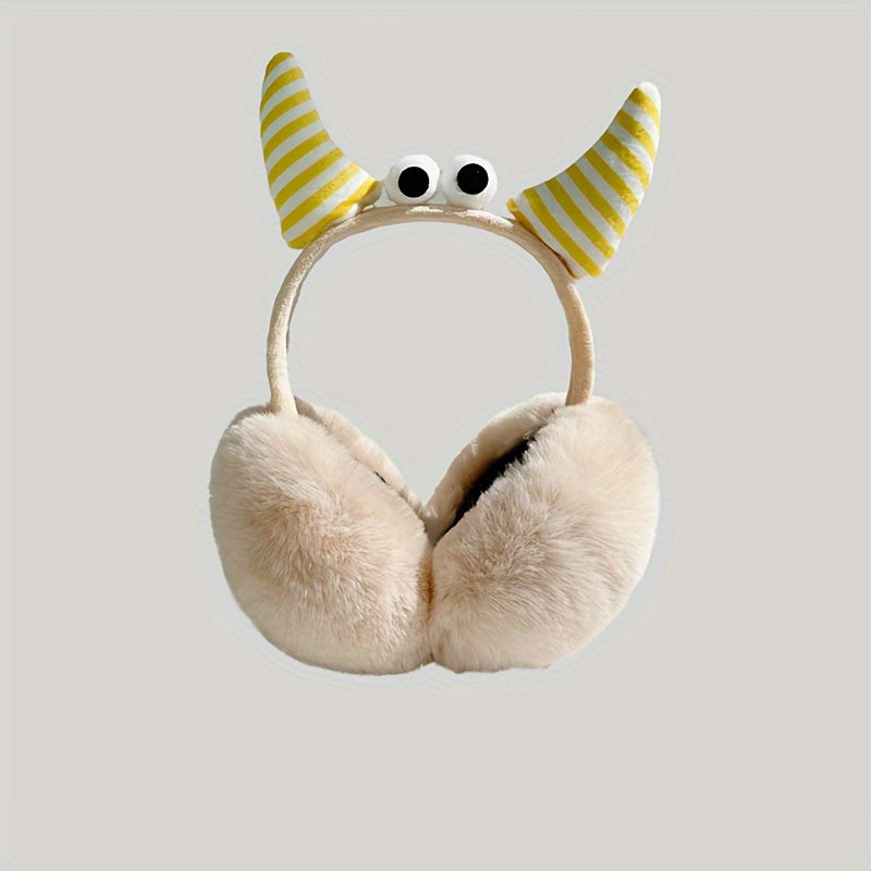 Cute Plush Earmuffs for Winter Cycling, Windproof and Warm