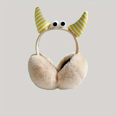 Cute Plush Earmuffs for Winter Cycling, Windproof and Warm