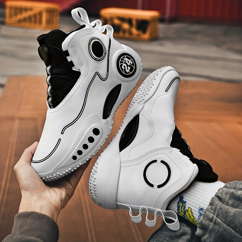 Men's Basketball Shoes with Rotating Buckle Non Slip Sneakers