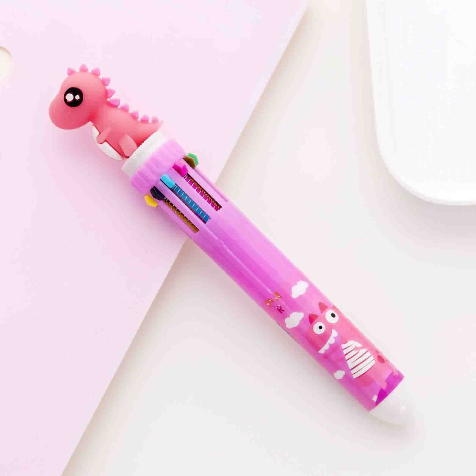 Cartoon Dinosaur Gel Pen Refill Core 0.5mm 10-Color In One Pen