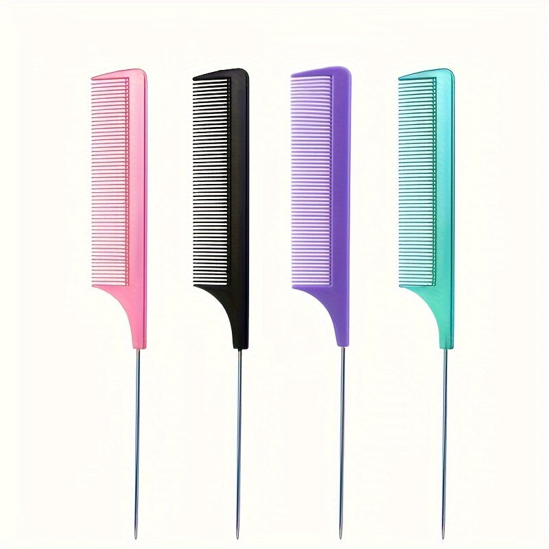 Fine Tooth Rat Tail Teasing Comb Stainless Steel Pin Hair Pick Detangling Comb