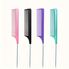 Fine Tooth Rat Tail Teasing Comb Stainless Steel Pin Hair Pick Detangling Comb