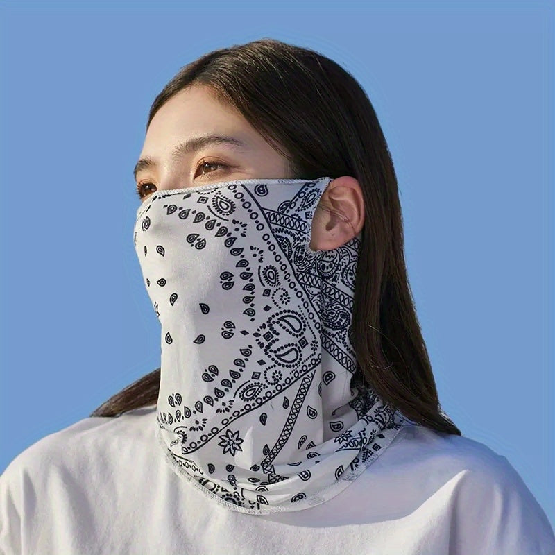 Long Bandana Printed Sleeves Face Covering Sun Protection Cover Outdoor Gloves