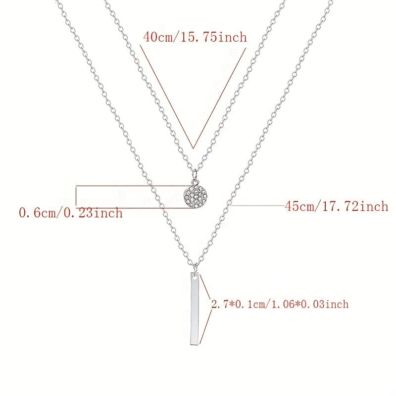 Geometric Shape Rhinestone Double Layer Necklace