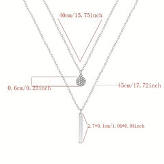 Geometric Shape Rhinestone Double Layer Necklace