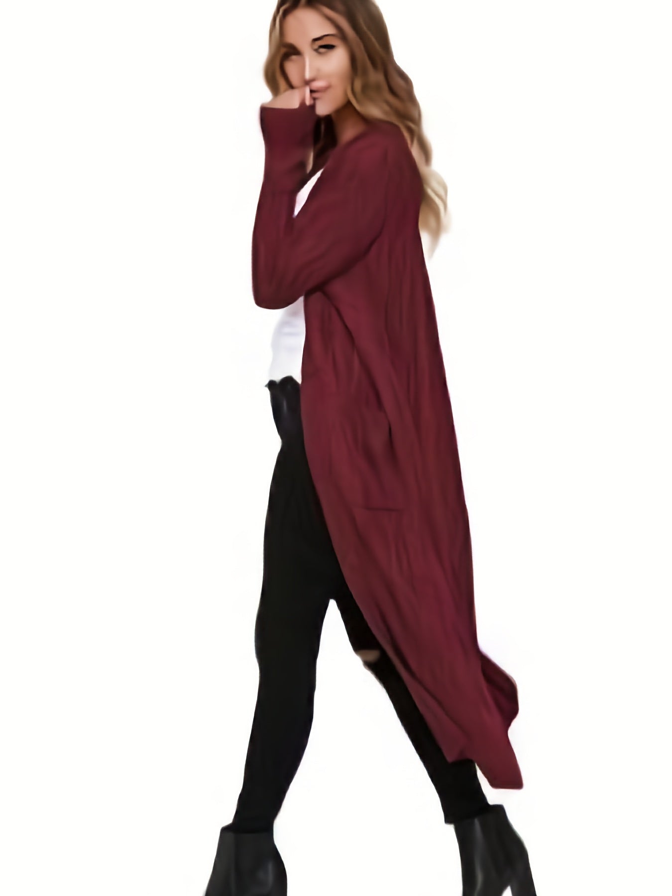  Cable Long Sleeve Stretch Sweater Cardigan With Pockets