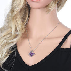 12-Month Birthstone Butterfly Pendant Necklace for Mother's Anniversary Birthday