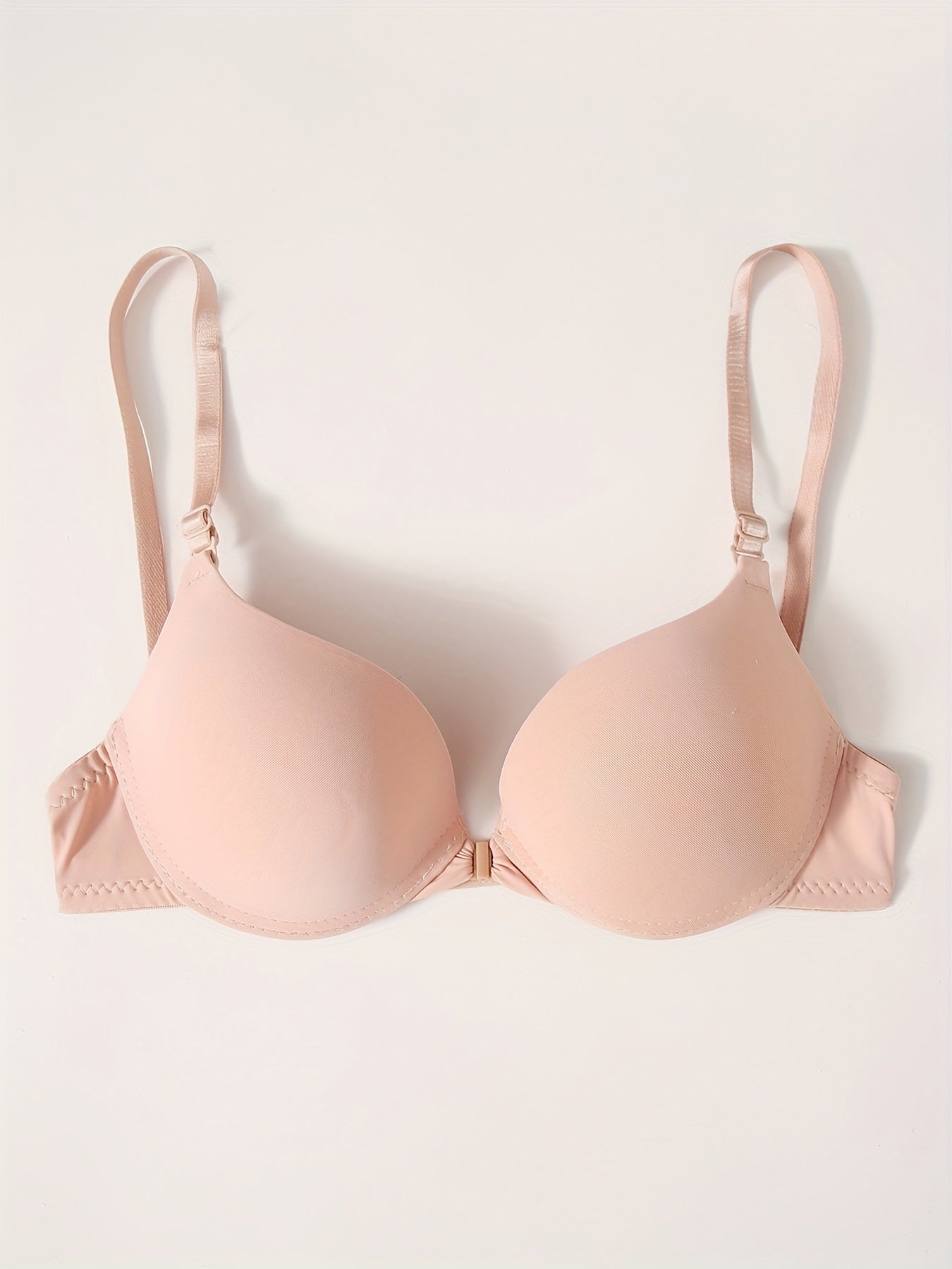 3 Sets Front Buckle Push Up Bras Comfy & Breathable T Shirt Bra Women's Lingerie