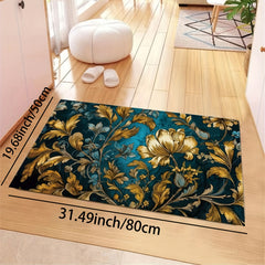 Retro Floral Area Rug Machine Washable Mat for Living Room