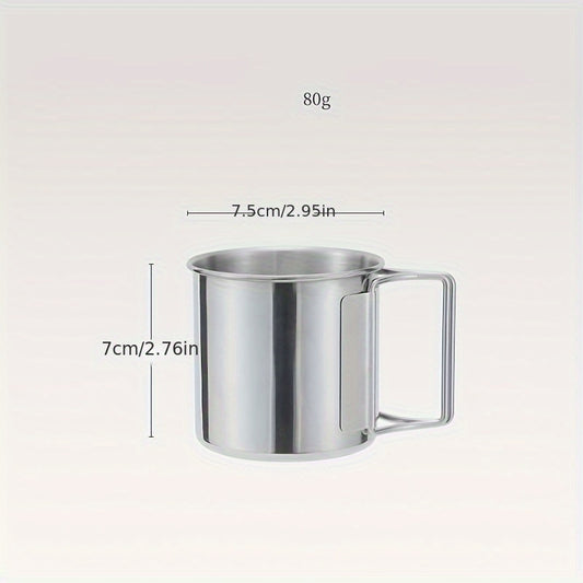 Outdoor 304 Stainless Steel Cup with Folding Handle, Convenient Beer Cup