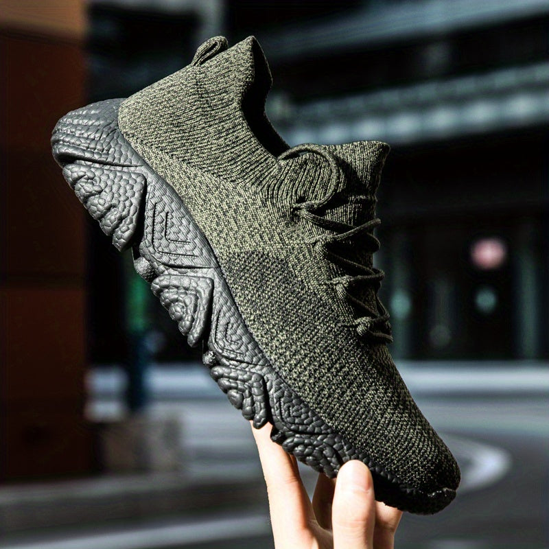 Men's Breathable Woven Knit Cushioned Shoes Lightweight Outdoor Sneakers