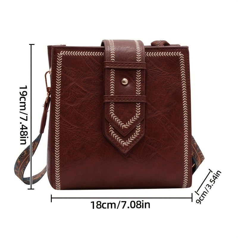 Vintage Crossbody Tote Bag Retro Square Shoulder Bag Classic Handbag