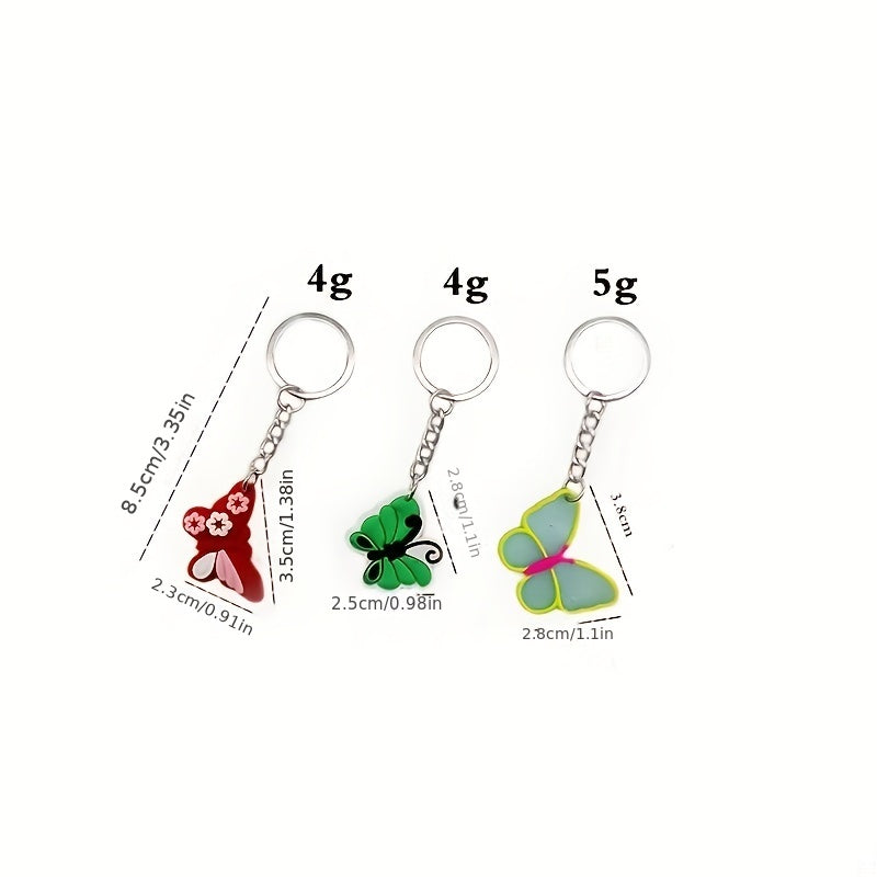 22pcs PVC Butterfly Keychain Key Ring Pendant Bag Accessory For Girls Women