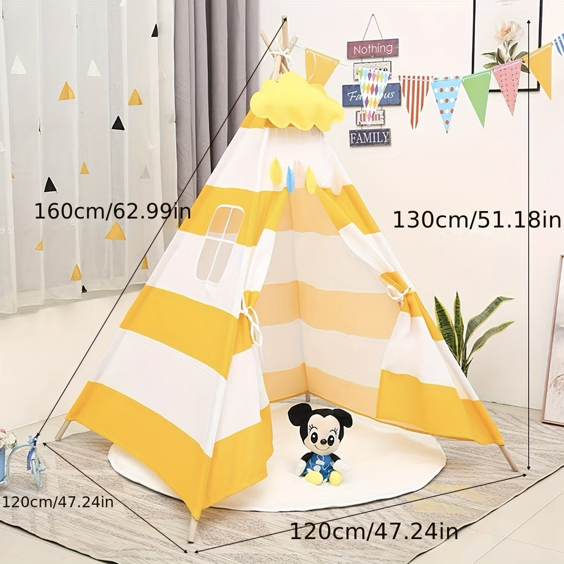 Kids Princess Castle Tent with Light Strings