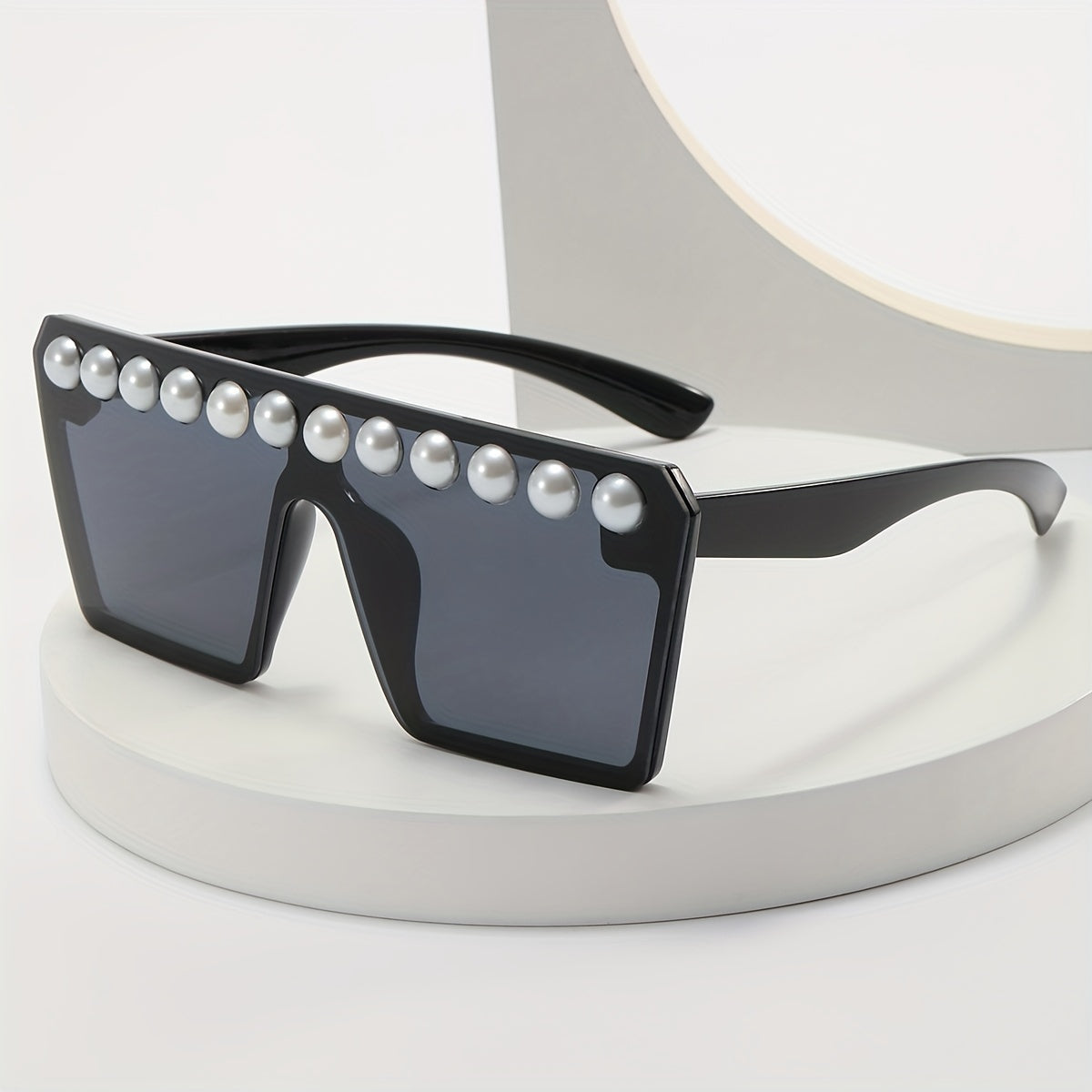Y2K Square Frame Sunglasses Faux Pearl Decor UV400