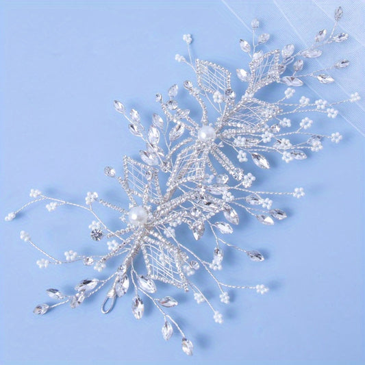 Bridal Crystal Pearl Hair Pin Tiara Rhinestone Head Piece Wedding Accessories