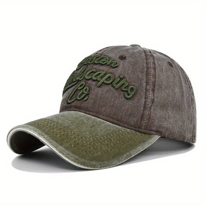 BOSTON Embroidery Baseball Cap Washed Old Baseball Cap Denim Peaked Cap