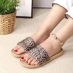 Leopard Print Slide Sandals for Women