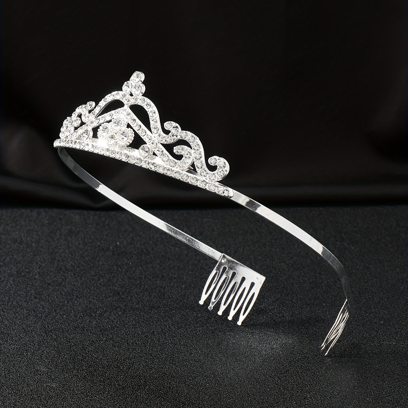 Silvery Rhinestone Headband Comb Hair Jewelry Tiara