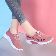 Women's Rose Pattern Running Shoes Lace Up Outdoor Walking Shoes