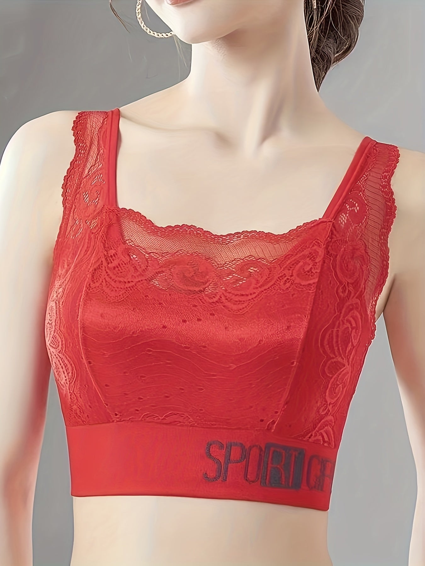 Contrast Lace Push Up Bra Breathable Anti-sagging Bra