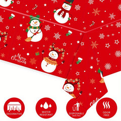 1pc Christmas Santa Claus Snowman Disposable Party Decoration Tablecloth