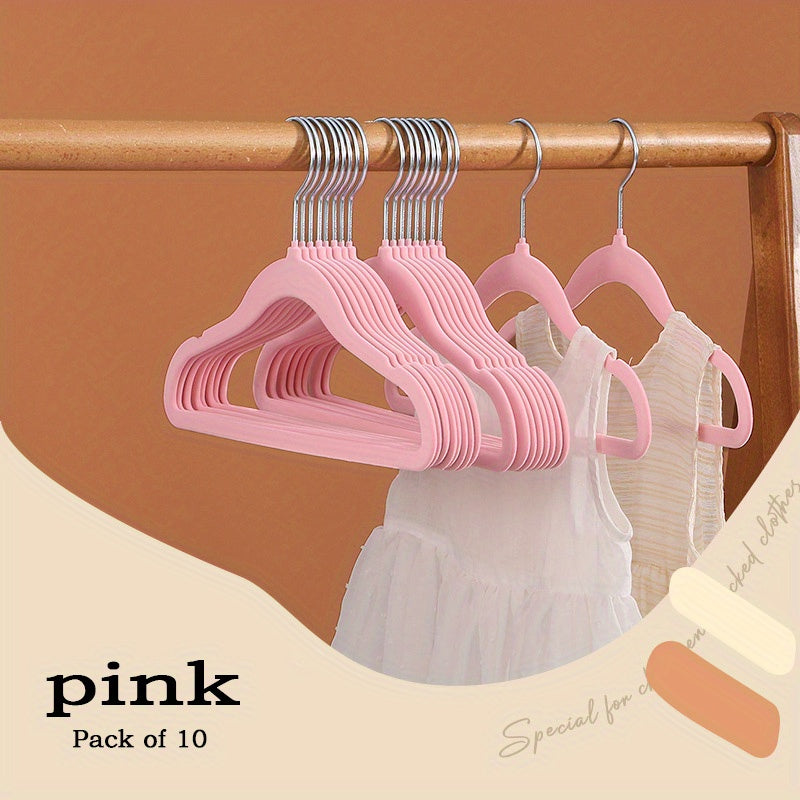10pcs Children's Coat Hanger Non slip Baby Flocking Plastic Traceless Hanger
