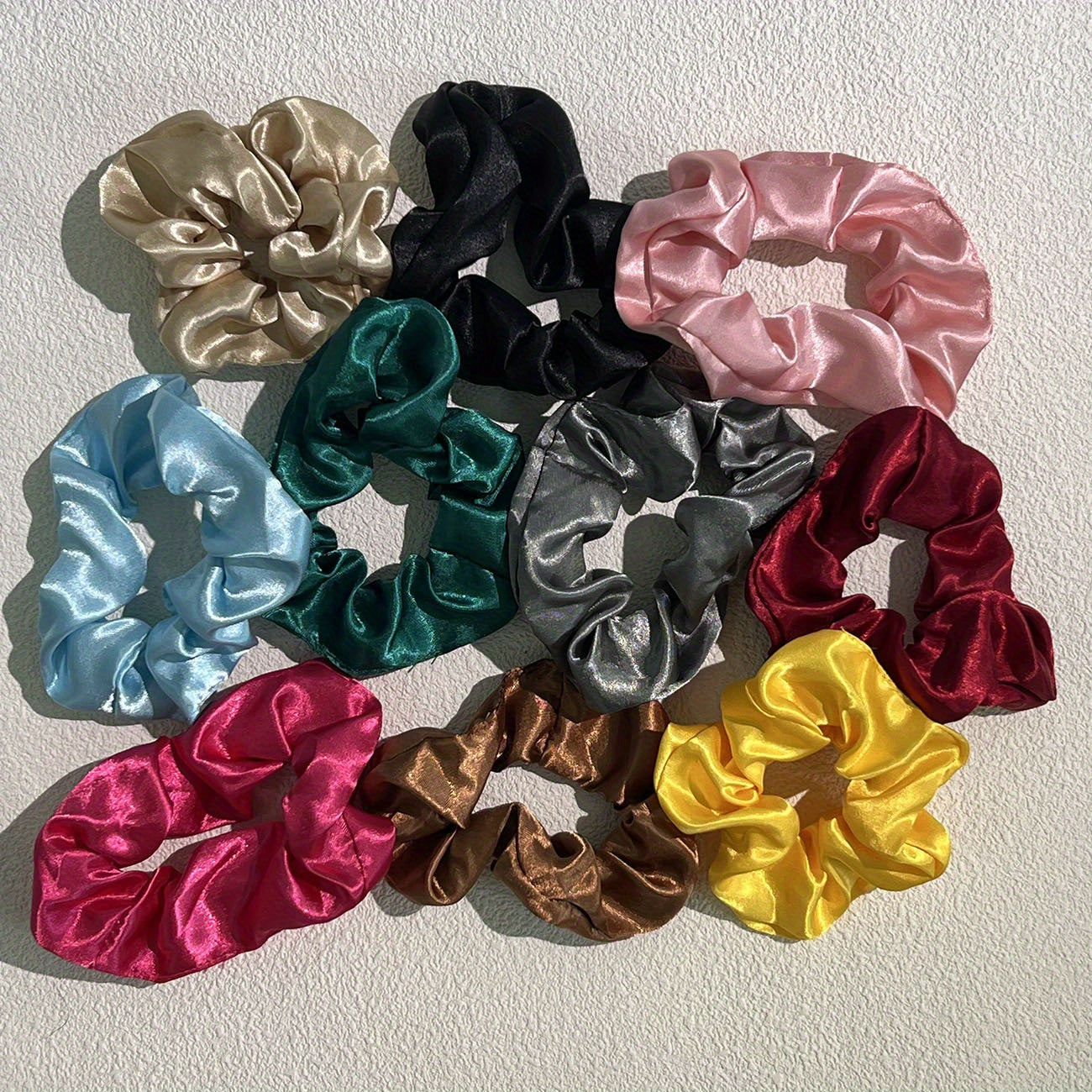10pcs Glitter Satin Hair Tie Elastic Scrunchie Hair Rope Accessories