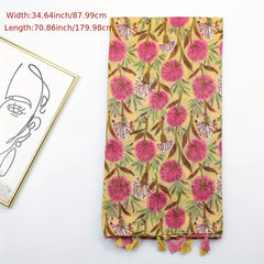 Boho Geometric Printed Scarf Tassel Shawl Vintage Head Wrap Women