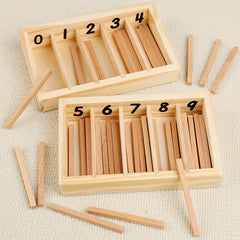 Wooden Number Matching Game Toy with 10 Sticks & 2 Compartments