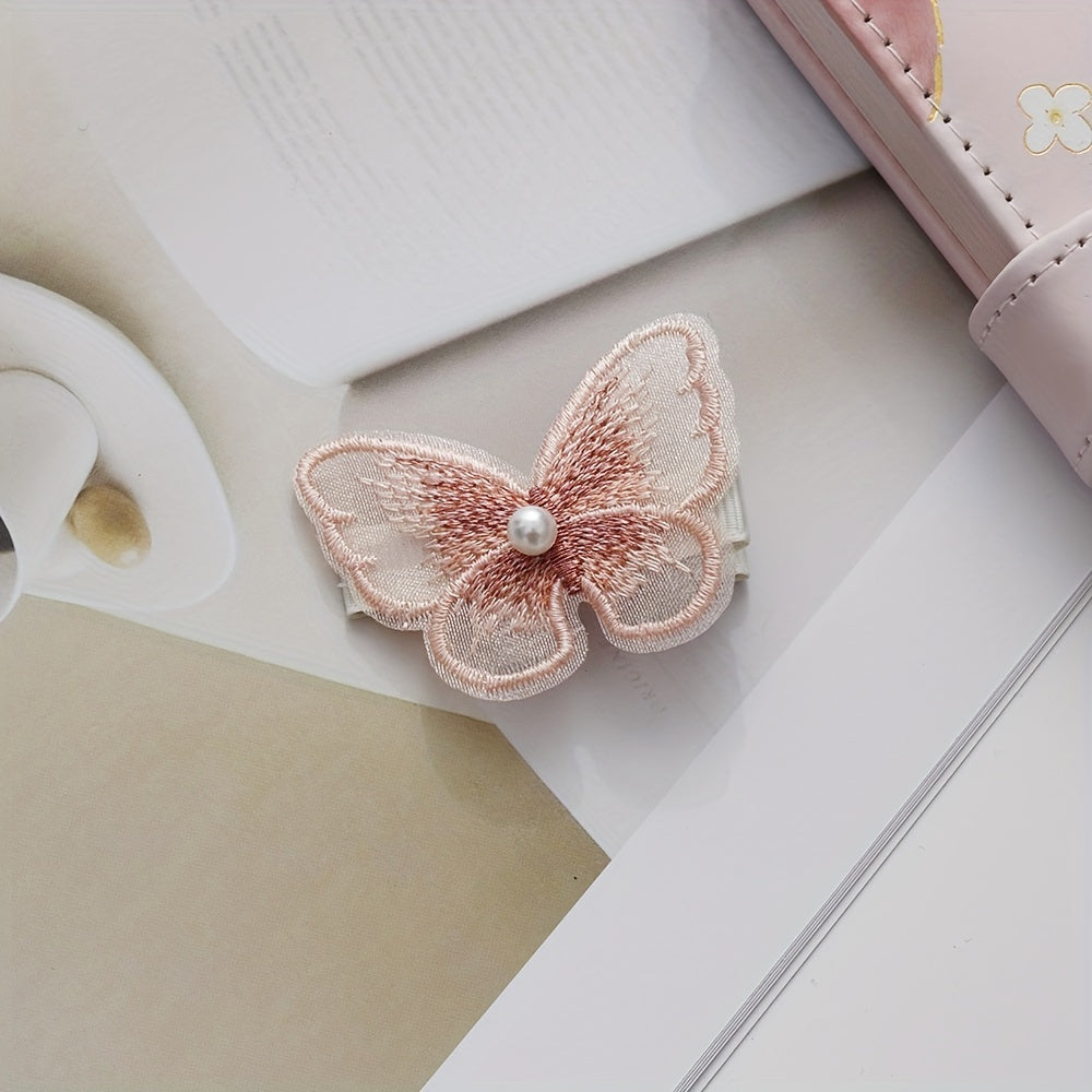 Embroidered Butterfly Duck Billed Hair Clip for Women Girls