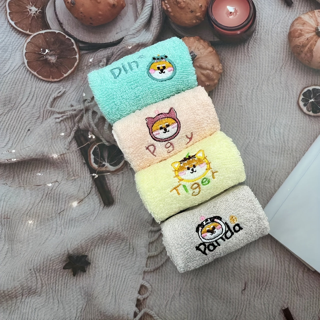4pcs Soft Absorbent Cotton Face Towels Thickened Bath Towel