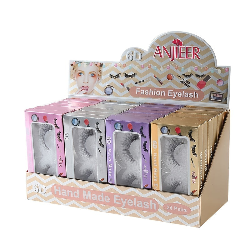 24 Pairs Natural Thick 3D Mink Eyelashes for Long Lasting Natural Look