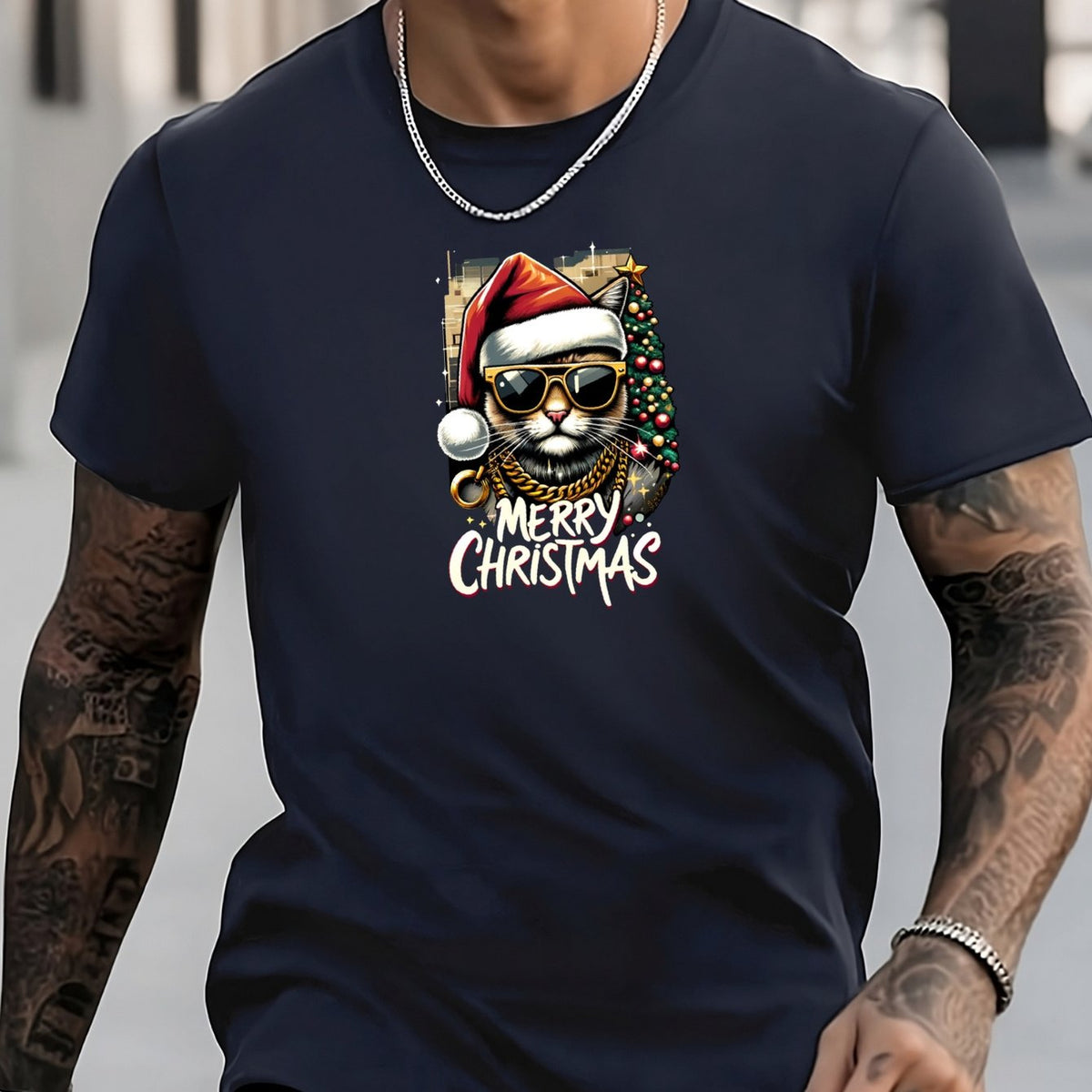 Men's Cat Pattern Shirt Casual Short Sleeve Tee Top