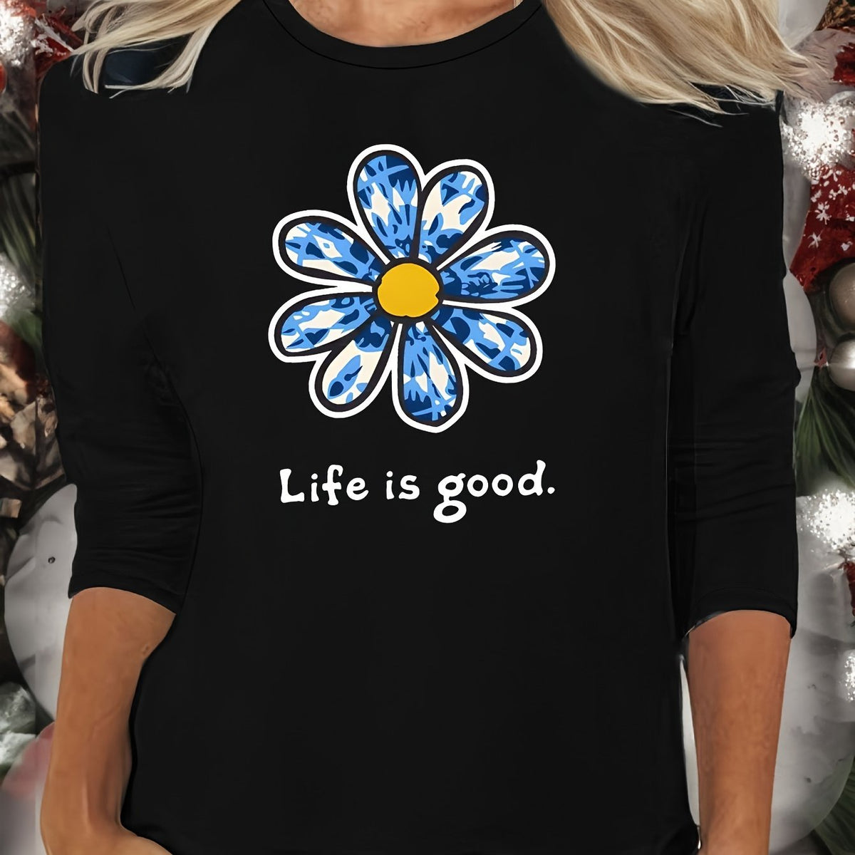 Floral Print Lounge Top Crew Neck Women's Loungewear