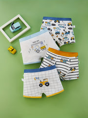 4pcs Astronaut Print Boxer Briefs for Boys