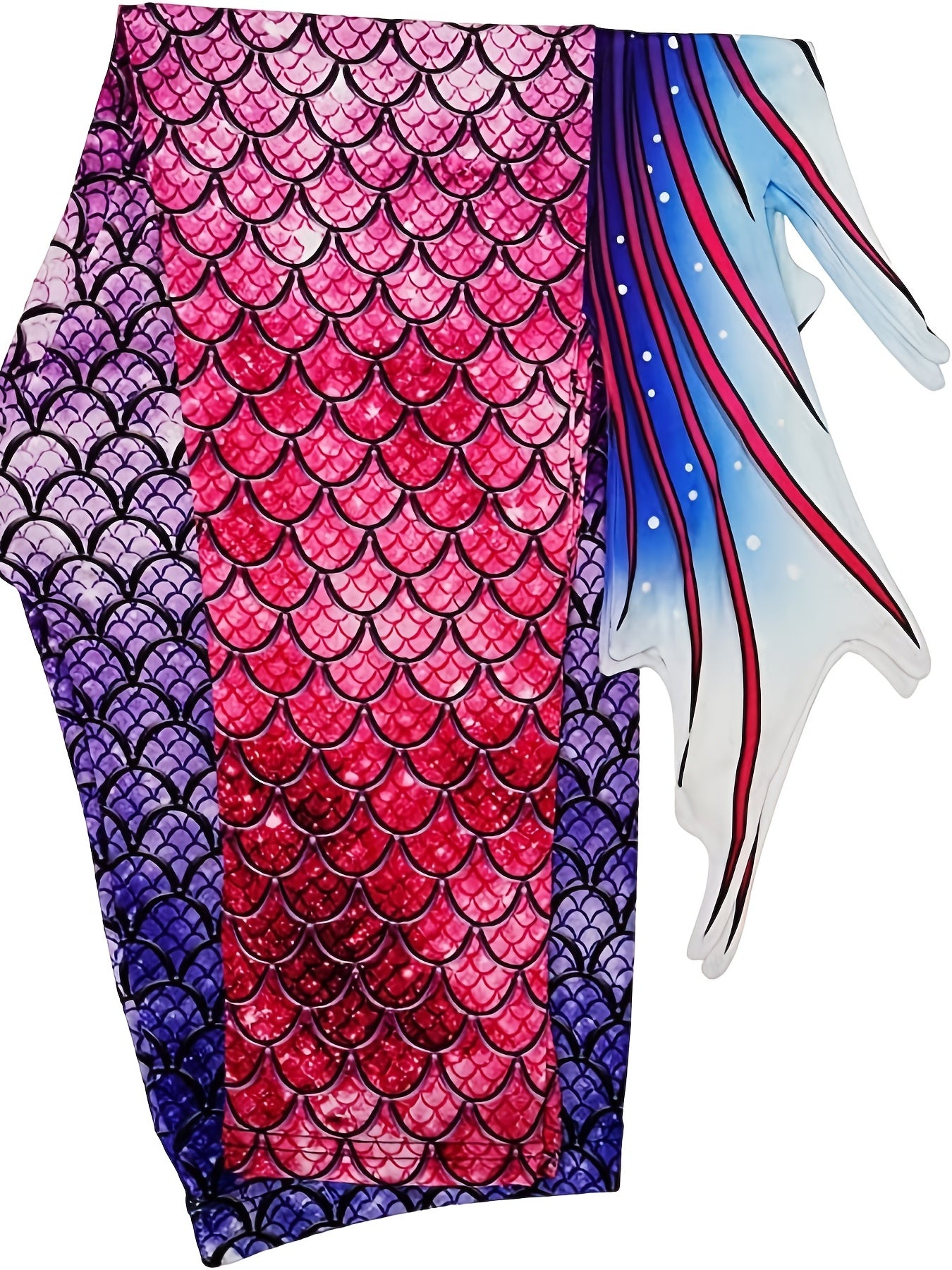 Fish Scale Print Leggings With Fins High Waist Bodycon Leggings