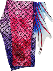 Fish Scale Print Leggings With Fins High Waist Bodycon Leggings