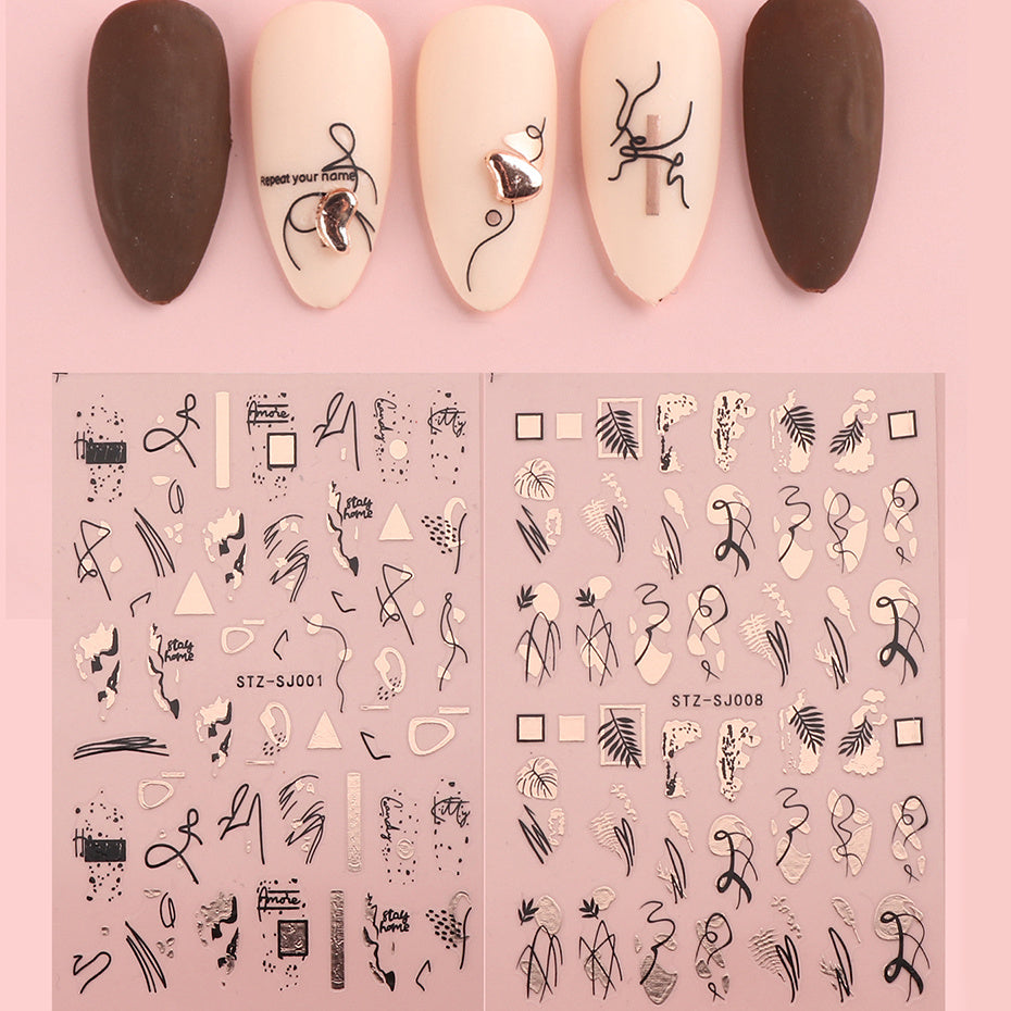 Geometric 3D Nail Art Stickers - Easy to Apply Abstract Decals