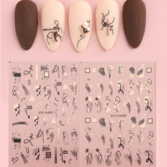 Geometric 3D Nail Art Stickers - Easy to Apply Abstract Decals