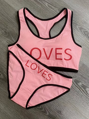 Letter Pattern Tank Bra & Panties Set