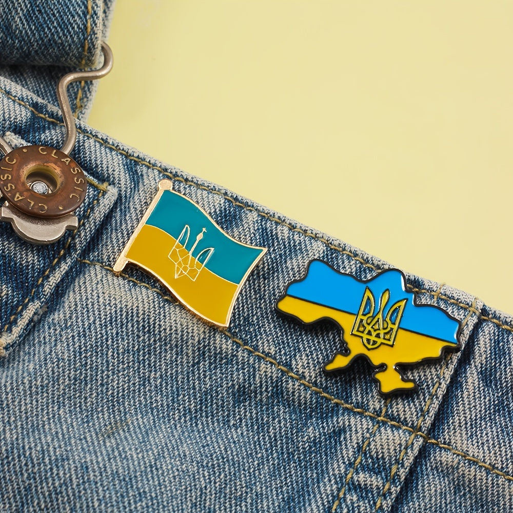 Ukraine Flag Brooch Pin - Patriotic Ukrainian Flag Jewelry