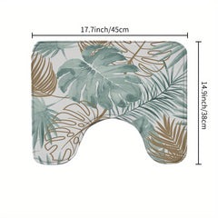 Leaf Pattern Shower Curtain Set with Non Slip Design